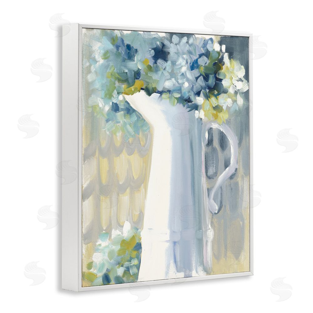 Jenny Westenhofer Abstract Hydrangeas in Jug White Framed Giclee Wall Art Print
