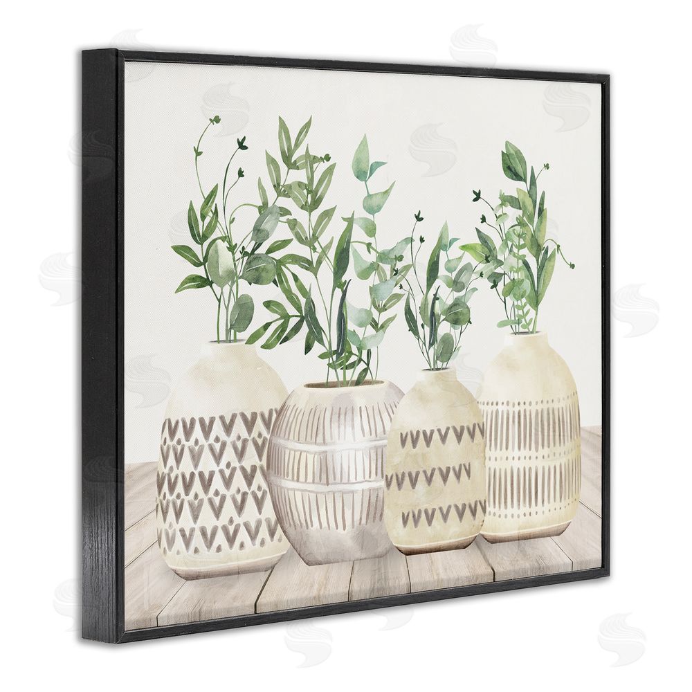 Kim Allen Herbs in Pottery Still Life Black Framed Giclee Wall Art Print