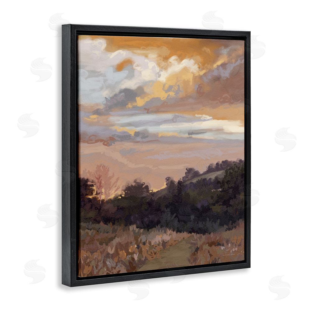 Kamdon Kreations Abstract Sunrise Landscape Black Floating Frame Canvas Wall Art Print
