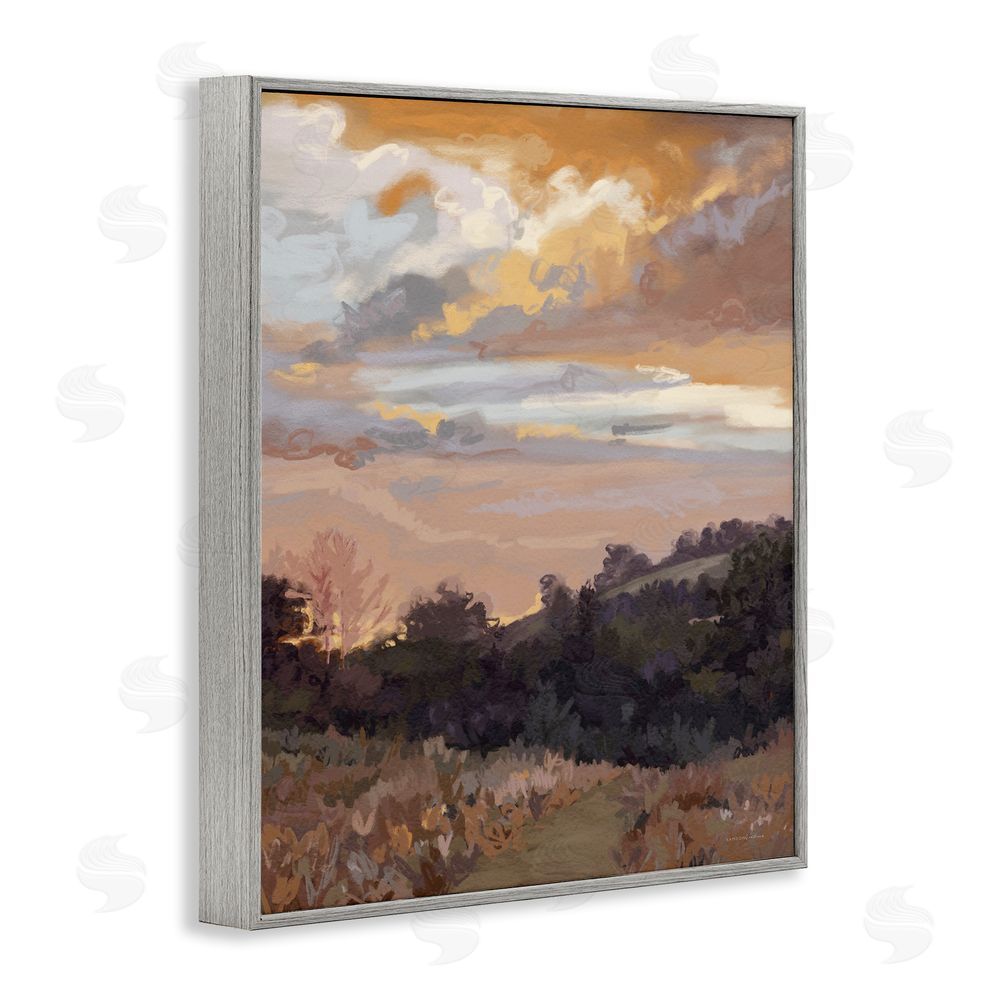 Kamdon Kreations Abstract Sunrise Landscape Gray Framed Giclee Wall Art Print