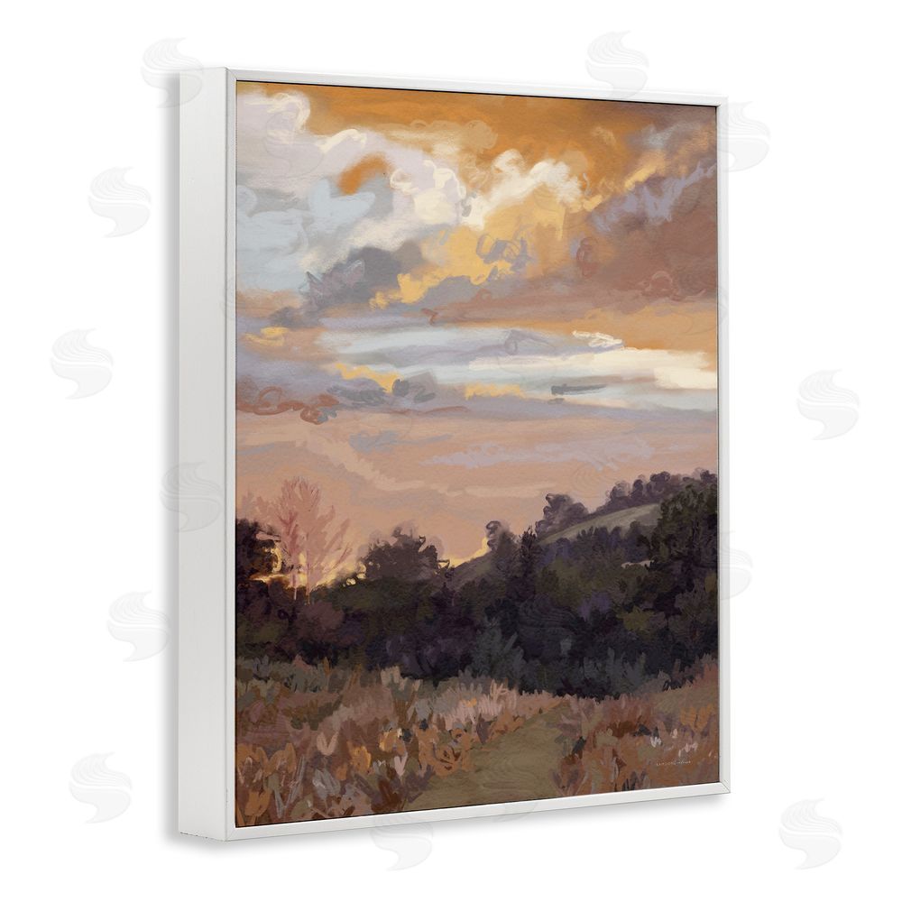 Kamdon Kreations Abstract Sunrise Landscape White Framed Giclee Wall Art Print