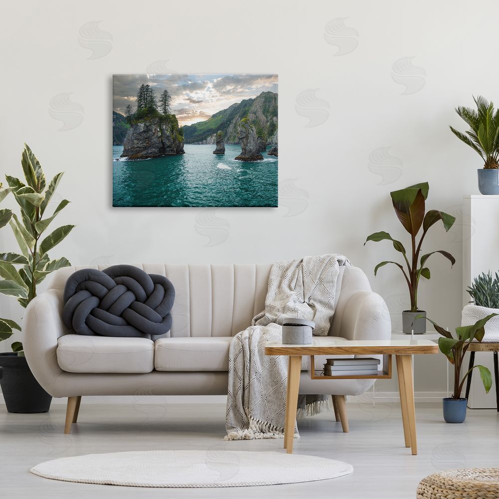 Daniel Sproul Nature Cliffs Jutting from Sea Canvas Wall Art Print in Room