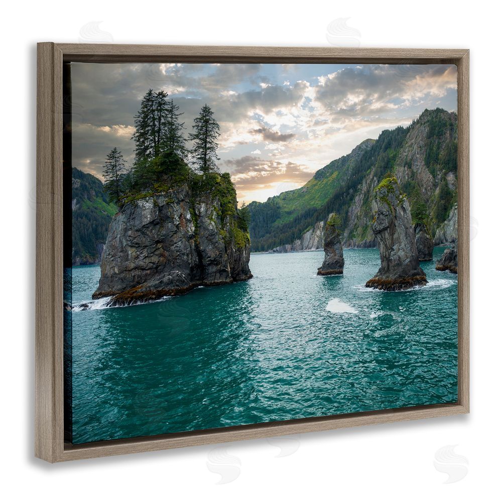 Daniel Sproul Nature Cliffs Jutting from Sea Brown Floating Frame Canvas Wall Art Print