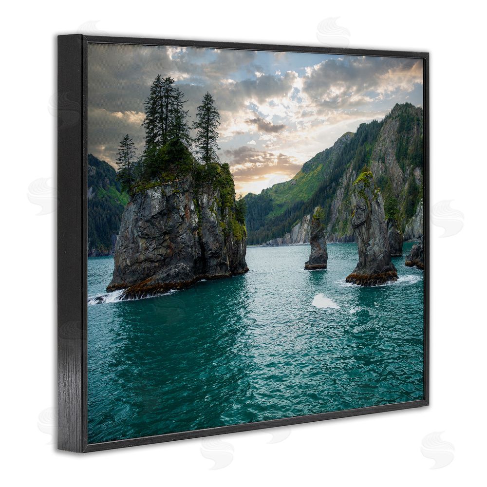 Daniel Sproul Nature Cliffs Jutting from Sea Black Framed Giclee Wall Art Print