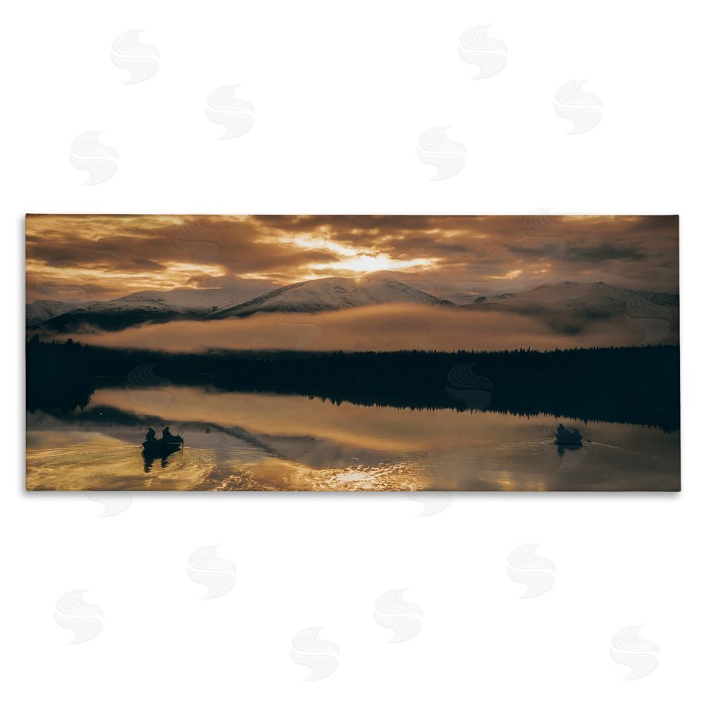 Daniel Sproul Cloudy Sunset Boaters Stretched Canvas Wall Art Print
