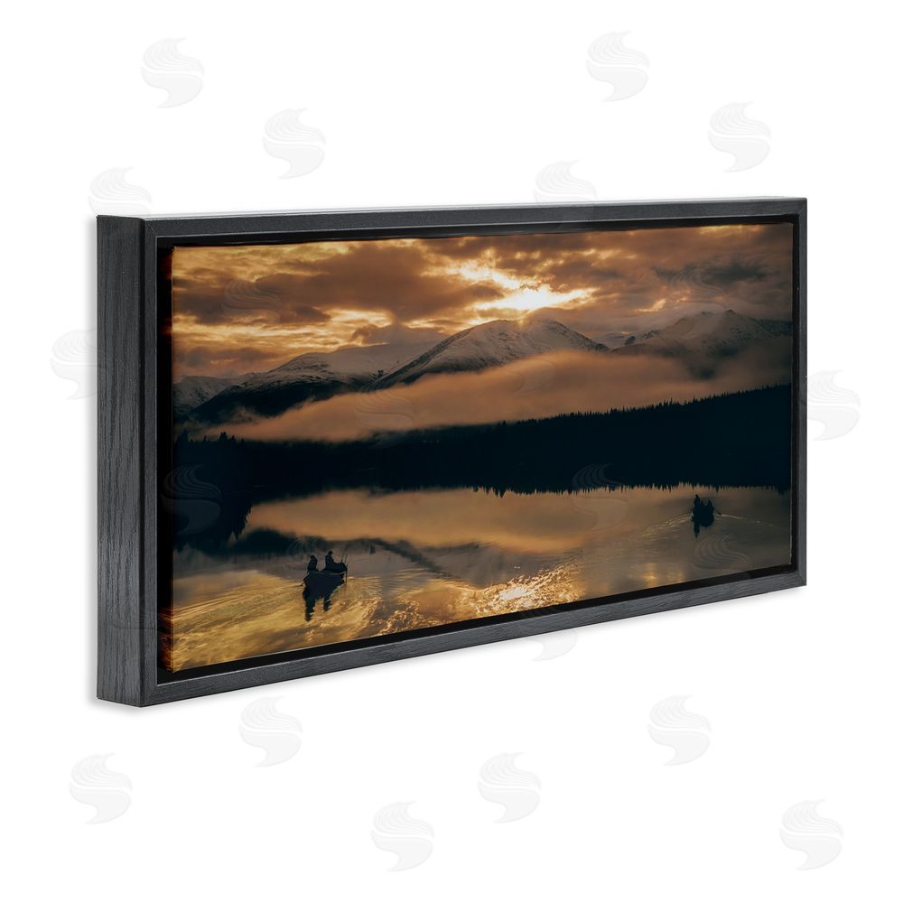 Daniel Sproul Cloudy Sunset Boaters Black Floating Frame Canvas Wall Art Print