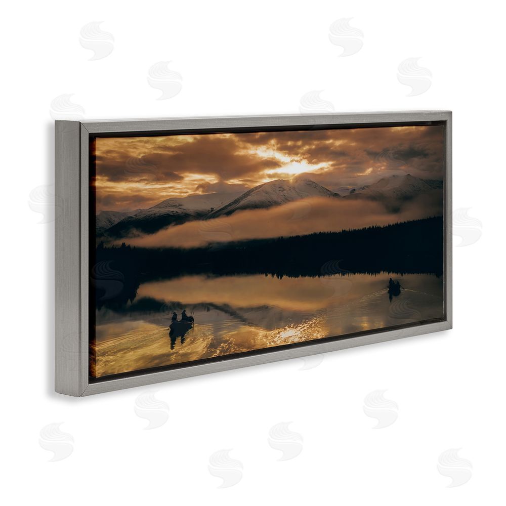 Daniel Sproul Cloudy Sunset Boaters Grey Floating Frame Canvas Wall Art Print
