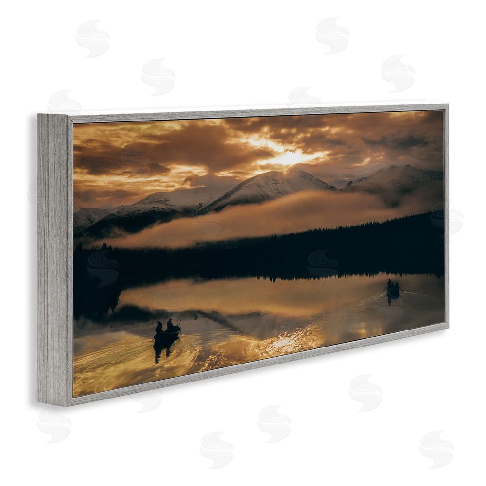 Daniel Sproul Cloudy Sunset Boaters Gray Framed Giclee Wall Art Print