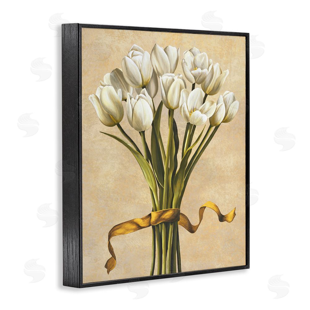 Lisa Corradini Vintage White Tulips Black Framed Giclee Wall Art Print