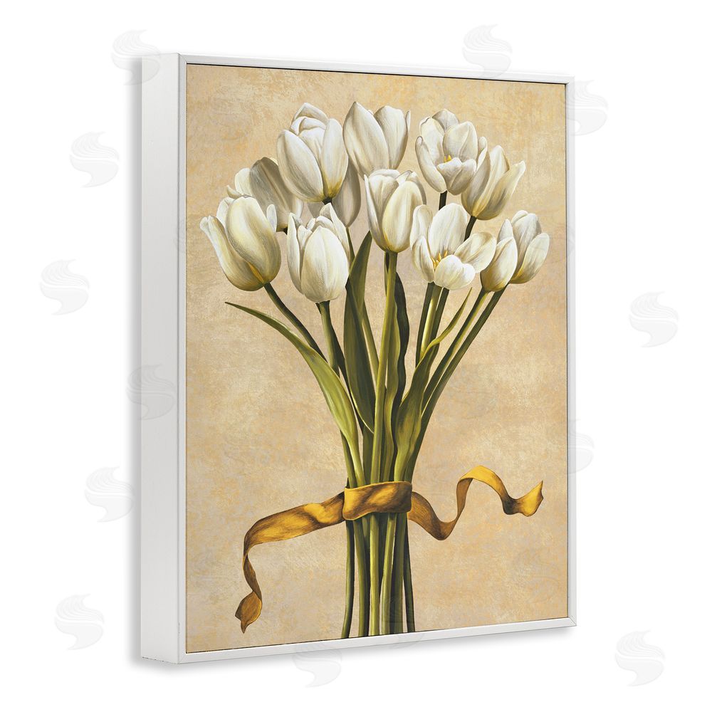 Lisa Corradini Vintage White Tulips White Framed Giclee Wall Art Print