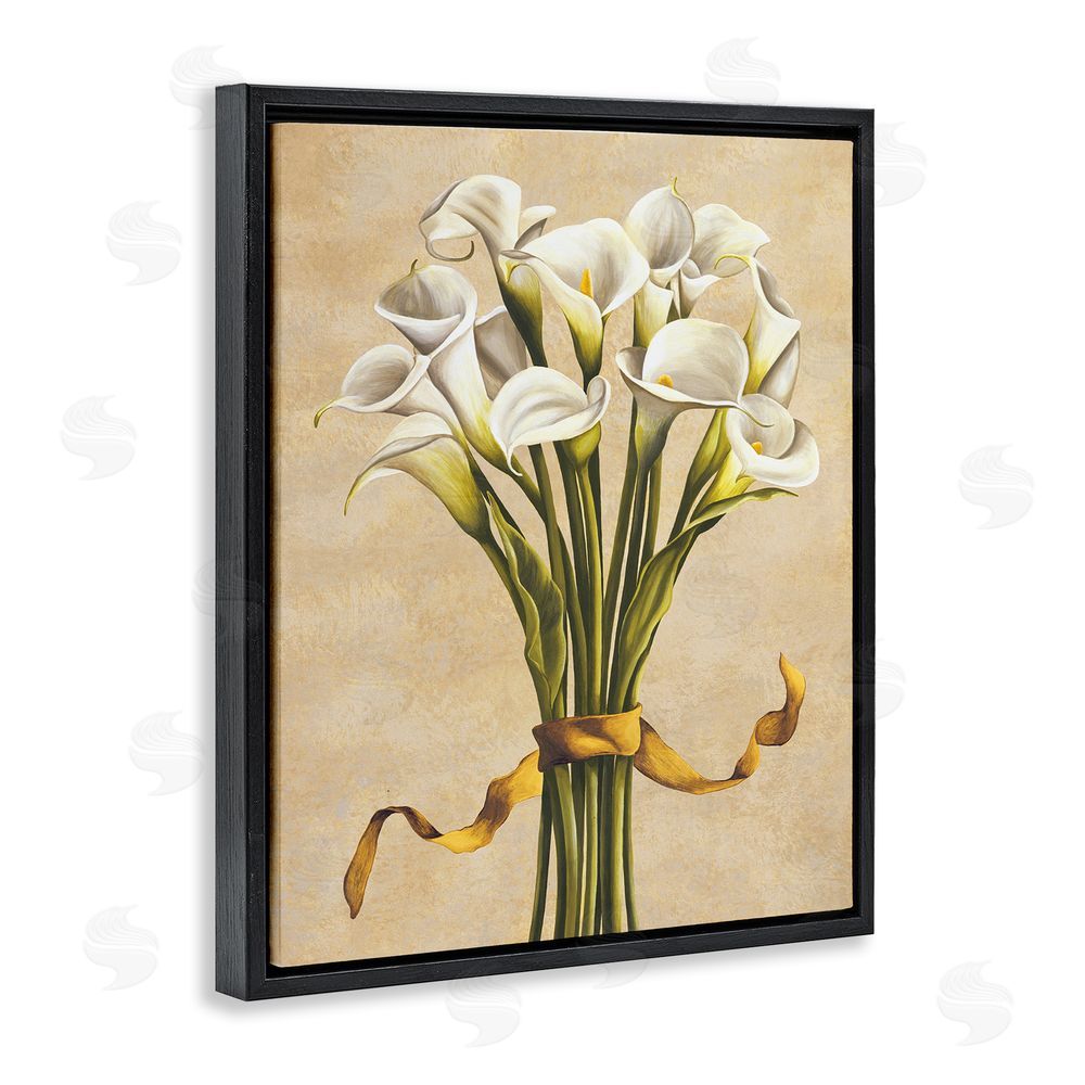 Lisa Corradini Vintage Calla Lilies Black Floating Frame Canvas Wall Art Print