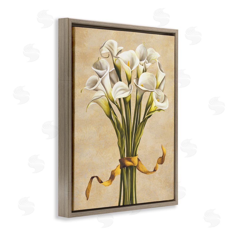 Lisa Corradini Vintage Calla Lilies Brown Floating Frame Canvas Wall Art Print