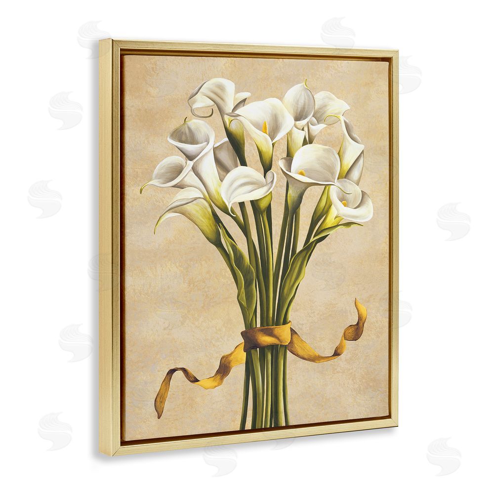 Lisa Corradini Vintage Calla Lilies Gold Floating Frame Canvas Wall Art Print