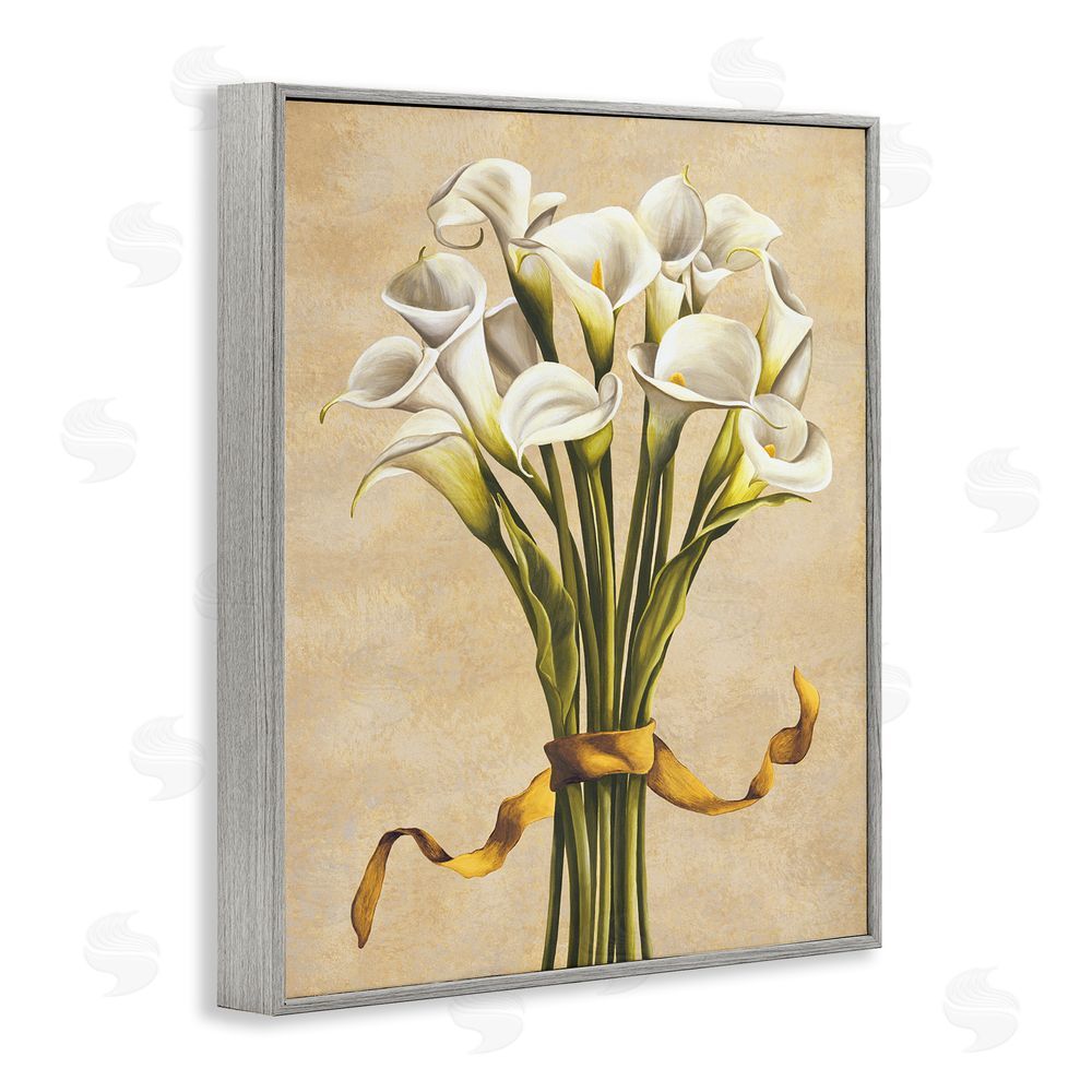 Lisa Corradini Vintage Calla Lilies Gray Framed Giclee Wall Art Print