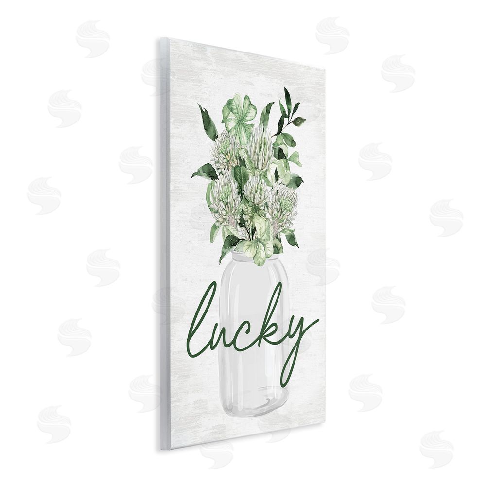 Lettered and Lined Lucky Clover Herb Bouquet Wall Plaque Art Print