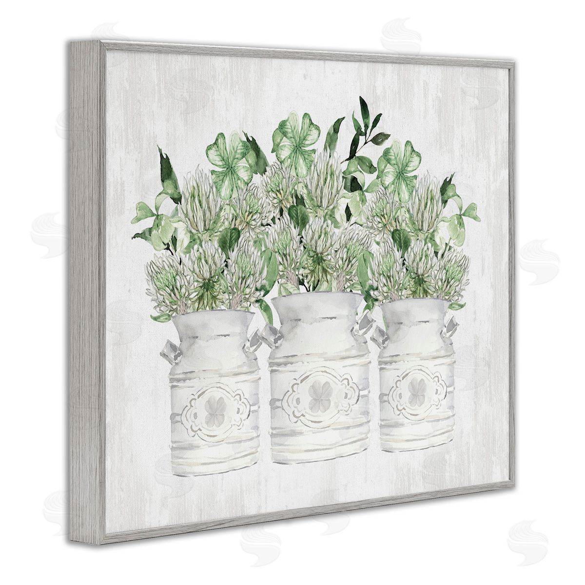 Rustic Shamrock Bouquets Grey Frame Print Wall Art, Home Decor by Lettered and Lined