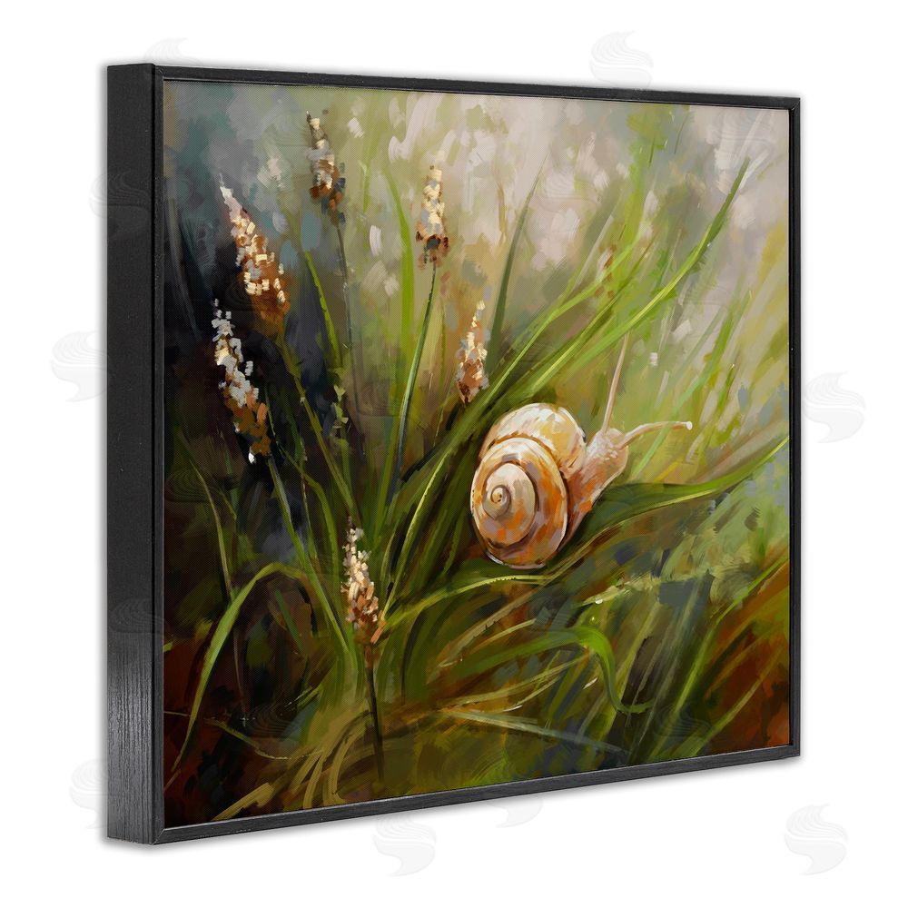 Ziwei Li Snail on Greenery Painting Black Framed Giclee Wall Art Print