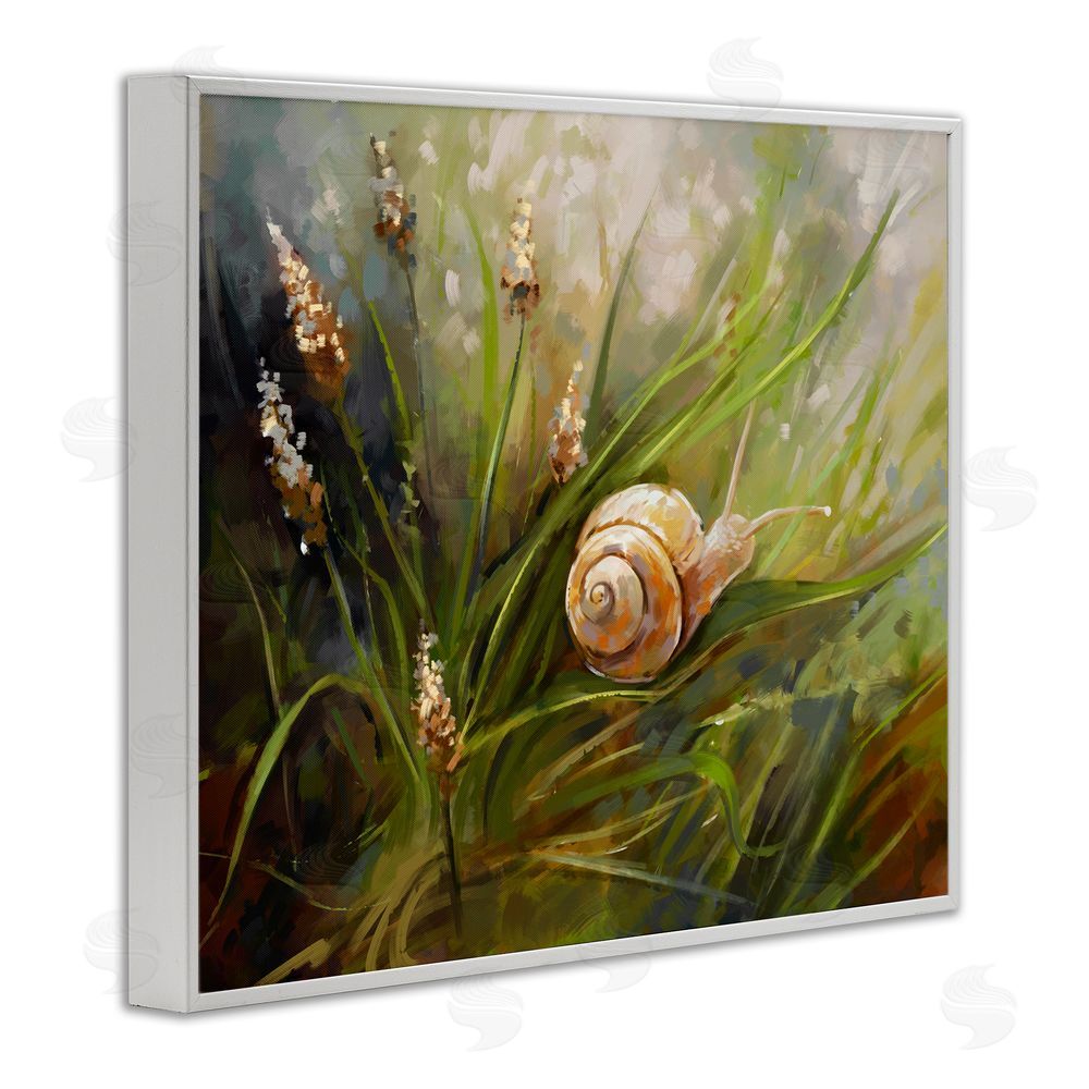 Ziwei Li Snail on Greenery Painting White Framed Giclee Wall Art Print