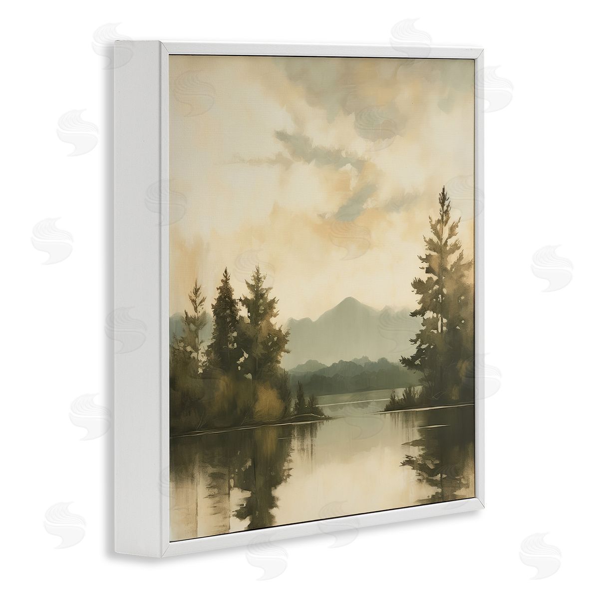 Soft Beige Mountain Scenery White Frame Print Wall Art, Home Decor by Irena Orlov