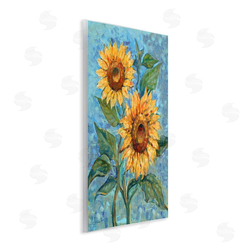 Paul Brent Traditional Sunflowers on Blue Wall Plaque Art Print