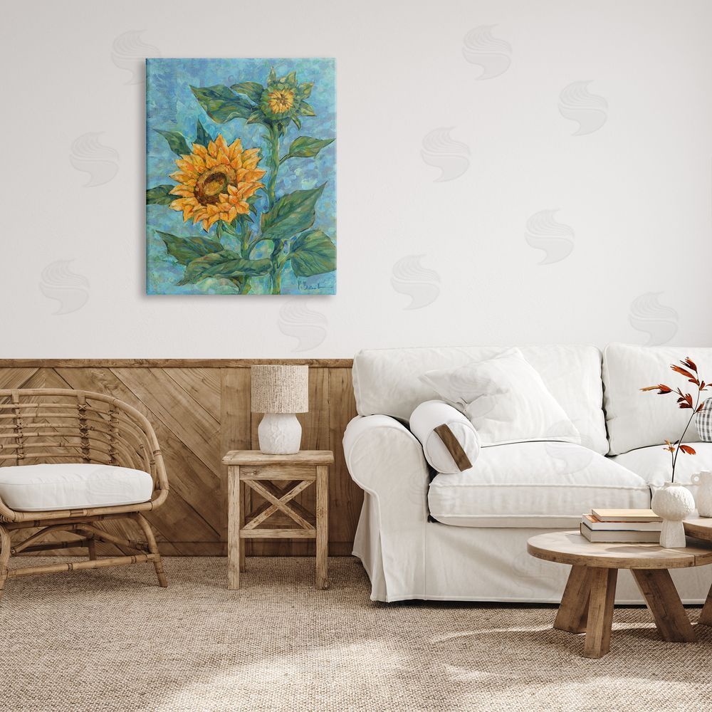 Paul Brent Classic Style Sunflower Buds Canvas Wall Art Print in Room