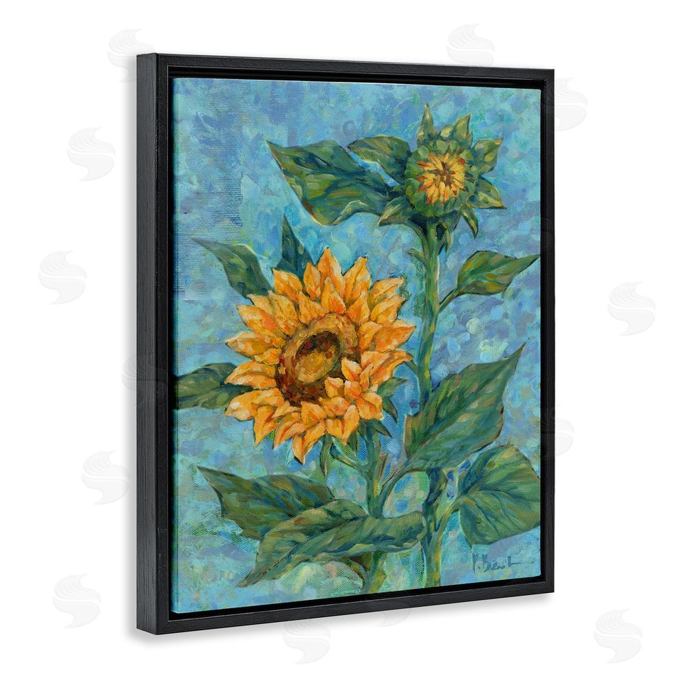 Paul Brent Classic Style Sunflower Buds Black Floating Frame Canvas Wall Art Print