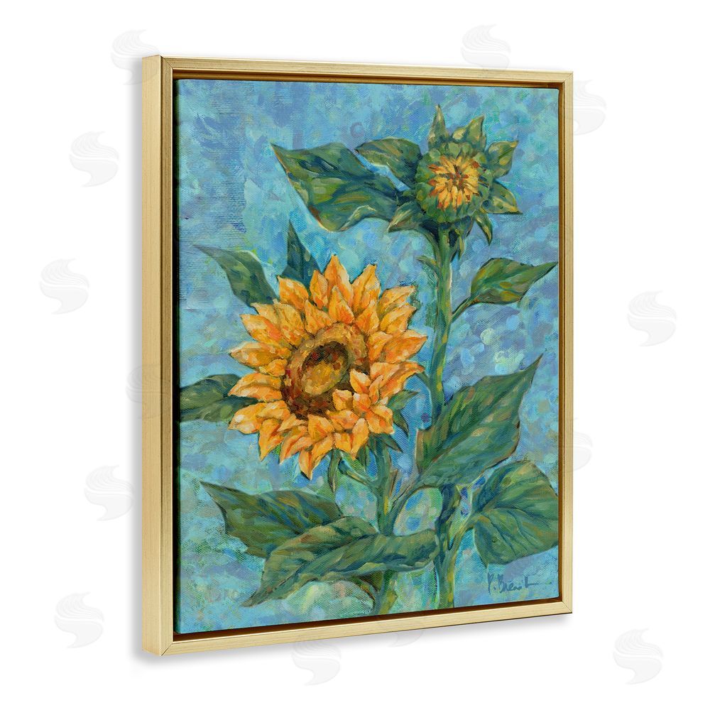Paul Brent Classic Style Sunflower Buds Gold Floating Frame Canvas Wall Art Print