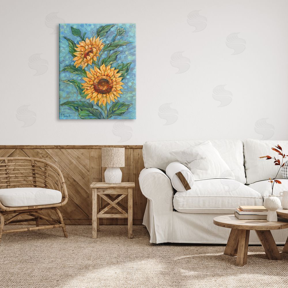 Paul Brent Modern Brush Stroke Florals Canvas Wall Art Print in Room