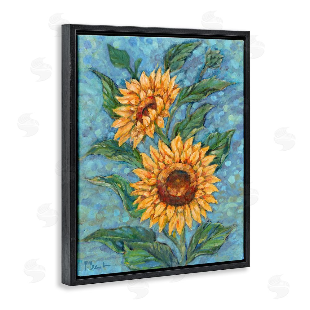 Paul Brent Modern Brush Stroke Florals Black Floating Frame Canvas Wall Art Print