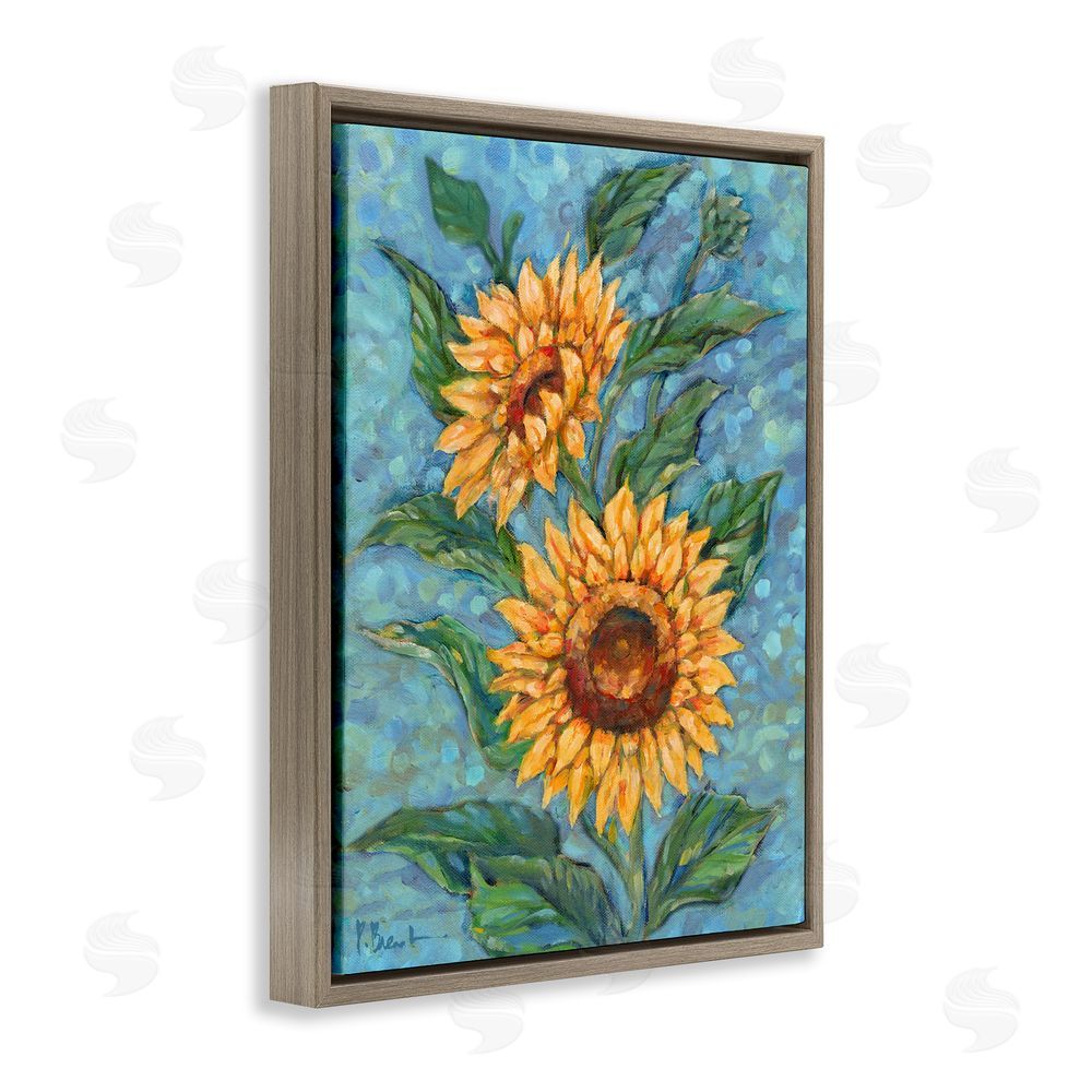 Paul Brent Modern Brush Stroke Florals Brown Floating Frame Canvas Wall Art Print