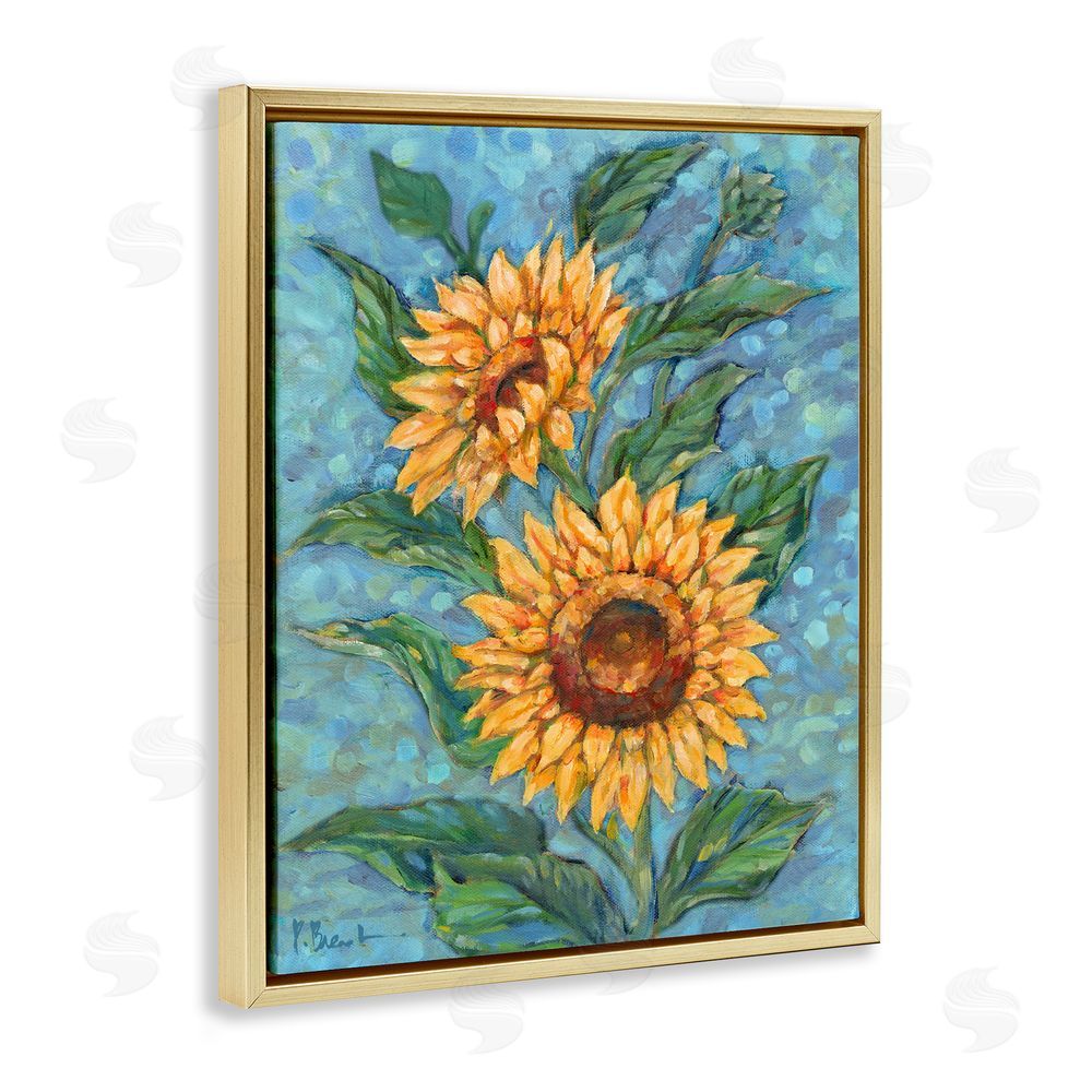 Paul Brent Modern Brush Stroke Florals Gold Floating Frame Canvas Wall Art Print