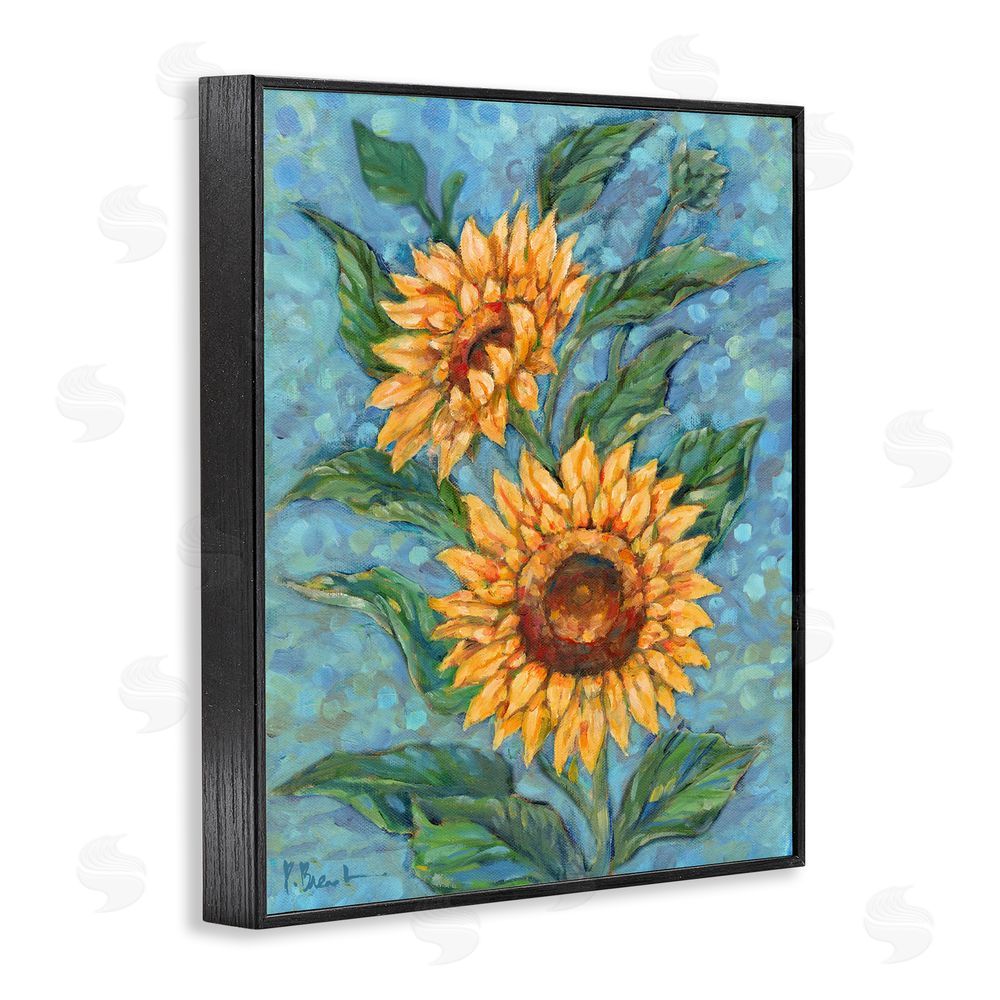 Paul Brent Modern Brush Stroke Florals Black Framed Giclee Wall Art Print