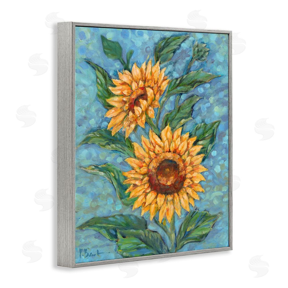 Paul Brent Modern Brush Stroke Florals Gray Framed Giclee Wall Art Print
