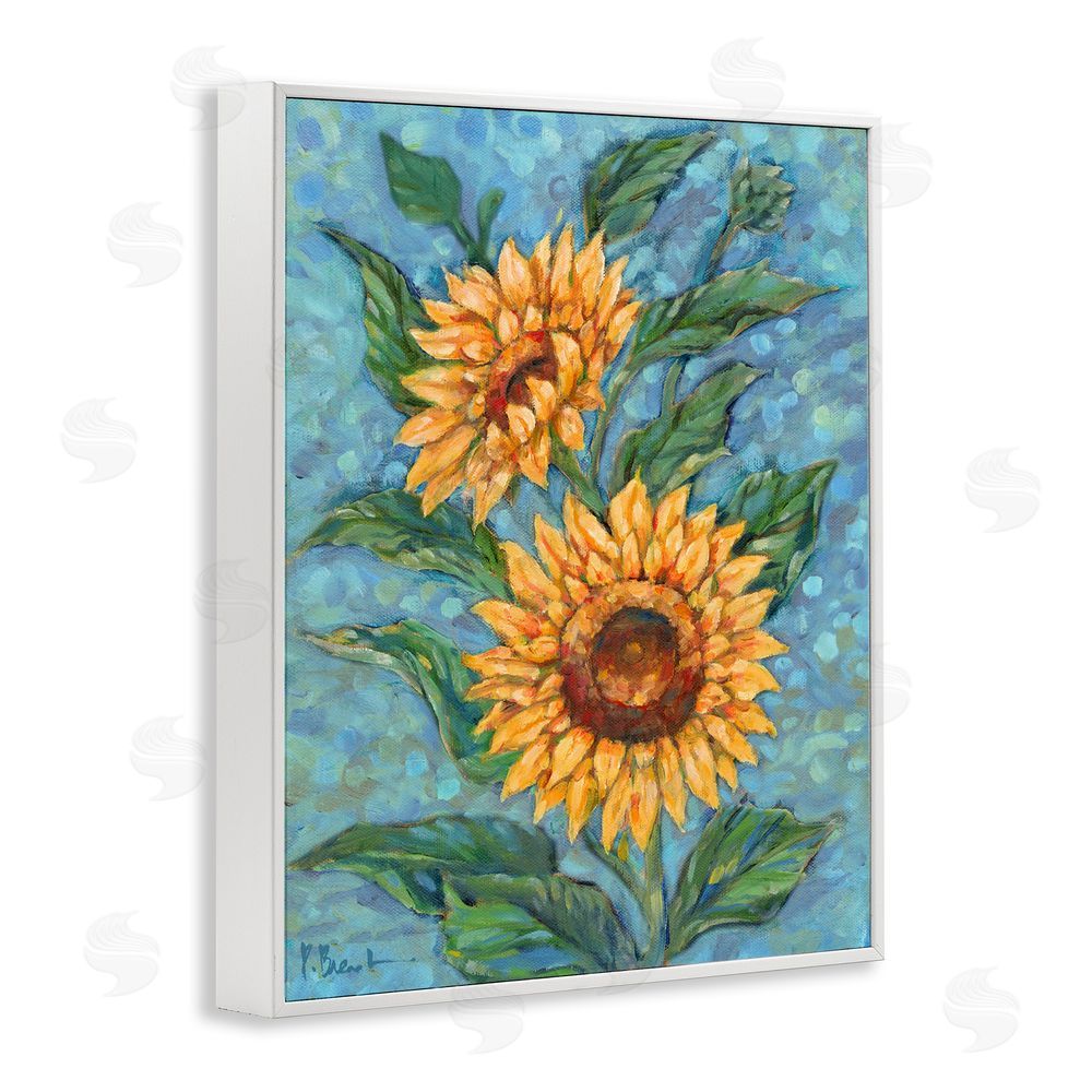 Paul Brent Modern Brush Stroke Florals White Framed Giclee Wall Art Print