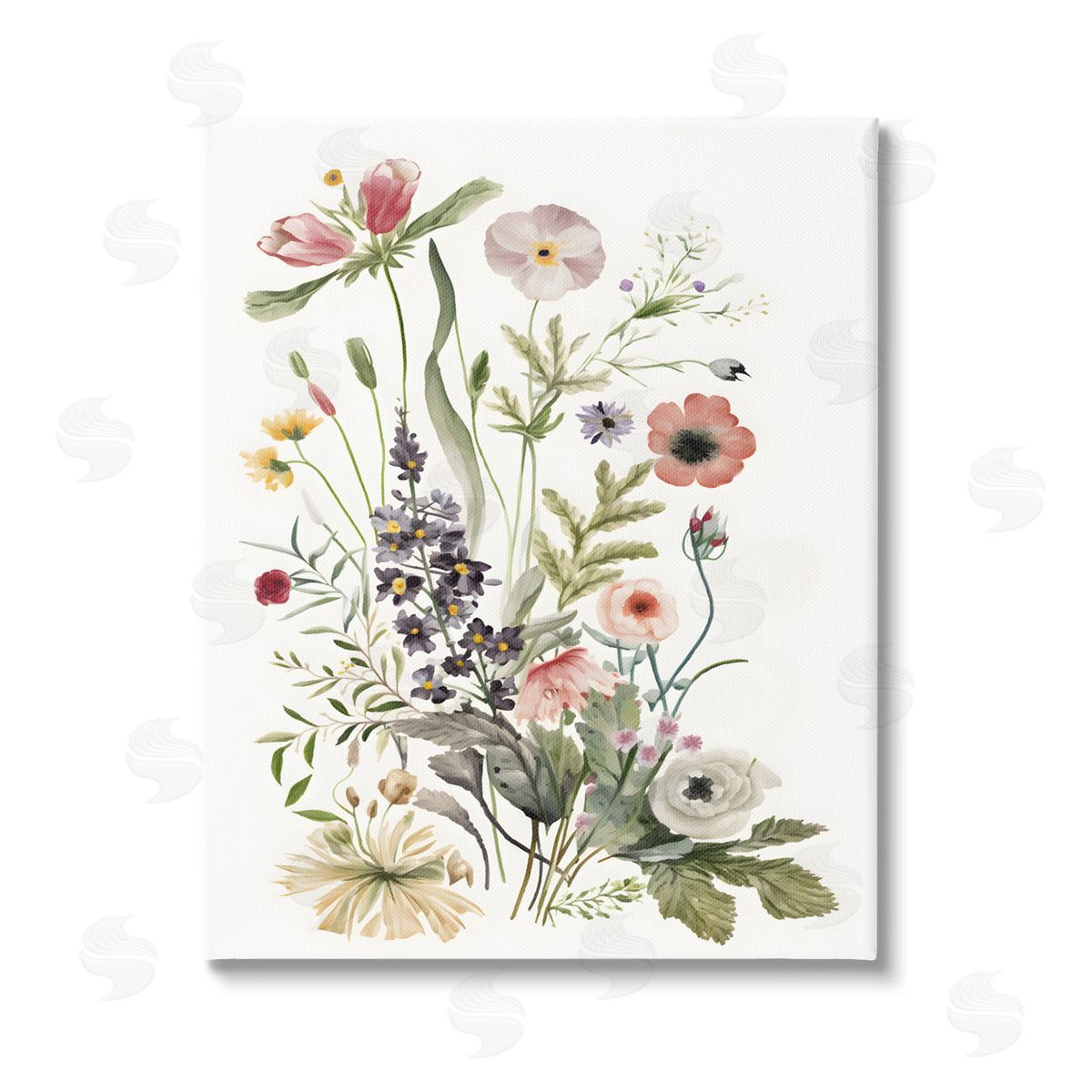 Petal Prints Design Subtle Wildflower Blooms Stretched Canvas Wall Art Print
