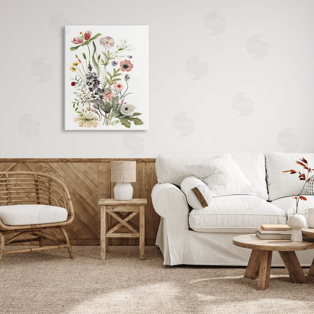 Petal Prints Design Subtle Wildflower Blooms Canvas Wall Art Print in Room