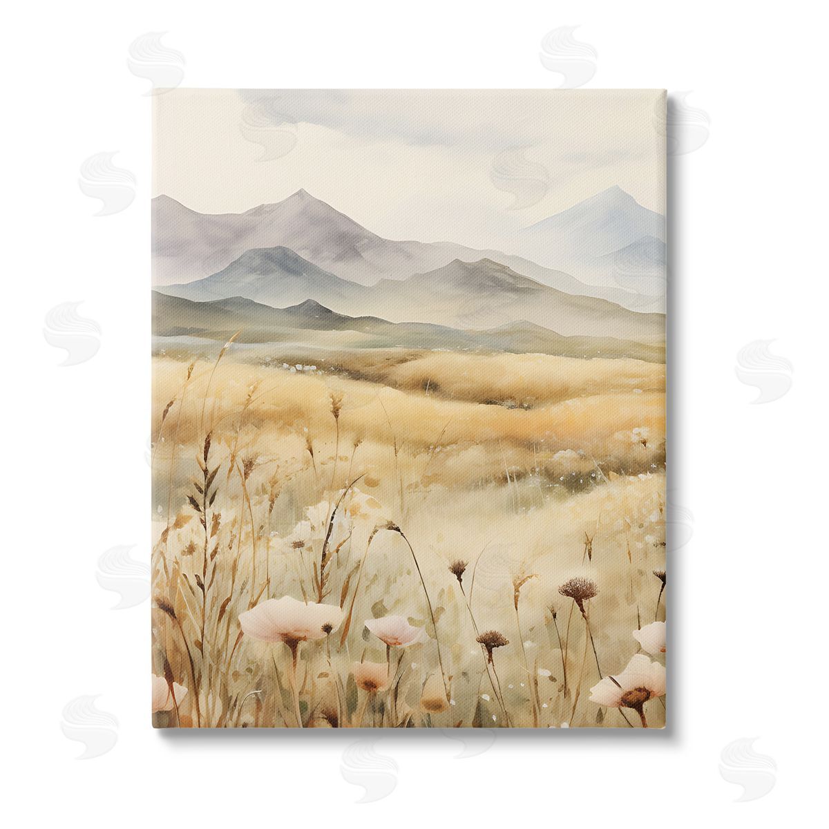 Petal Prints Design Soft Mountainside Meadow Stretched Canvas Wall Art Print
