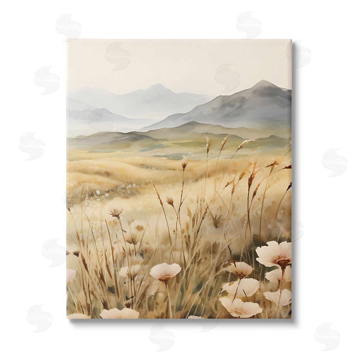 Petal Prints Design Mountain View Meadow Stretched Canvas Wall Art Print