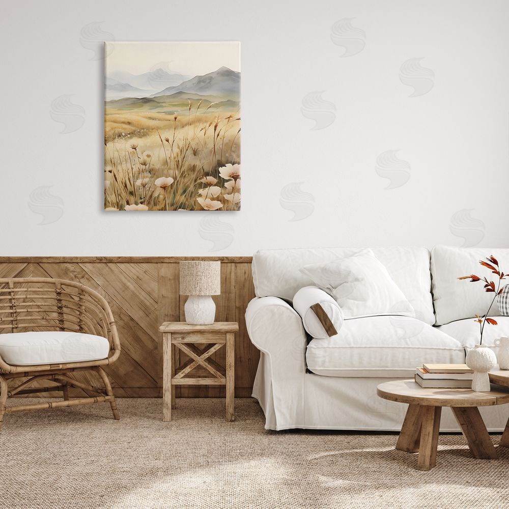 Petal Prints Design Mountain View Meadow Canvas Wall Art Print in Room