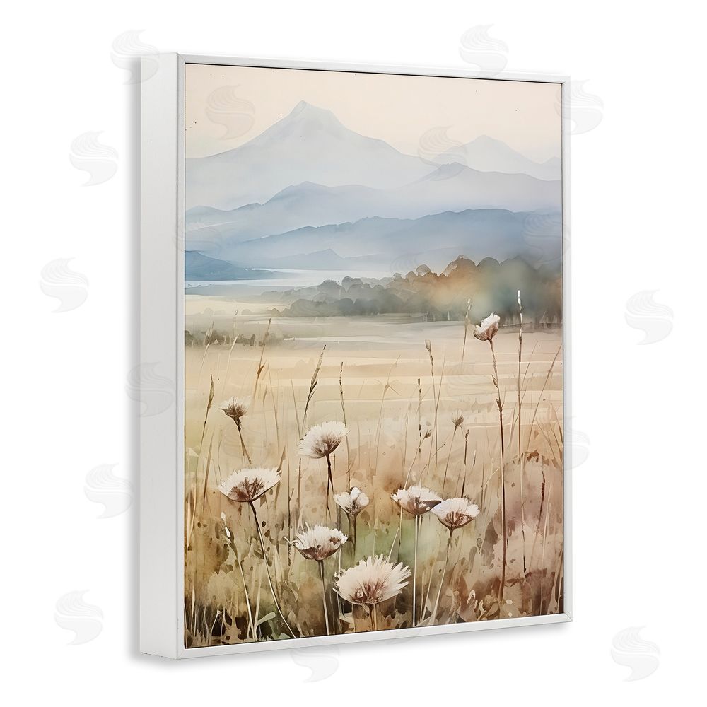 Petal Prints Design Foggy Peaks Landscape White Framed Giclee Wall Art Print