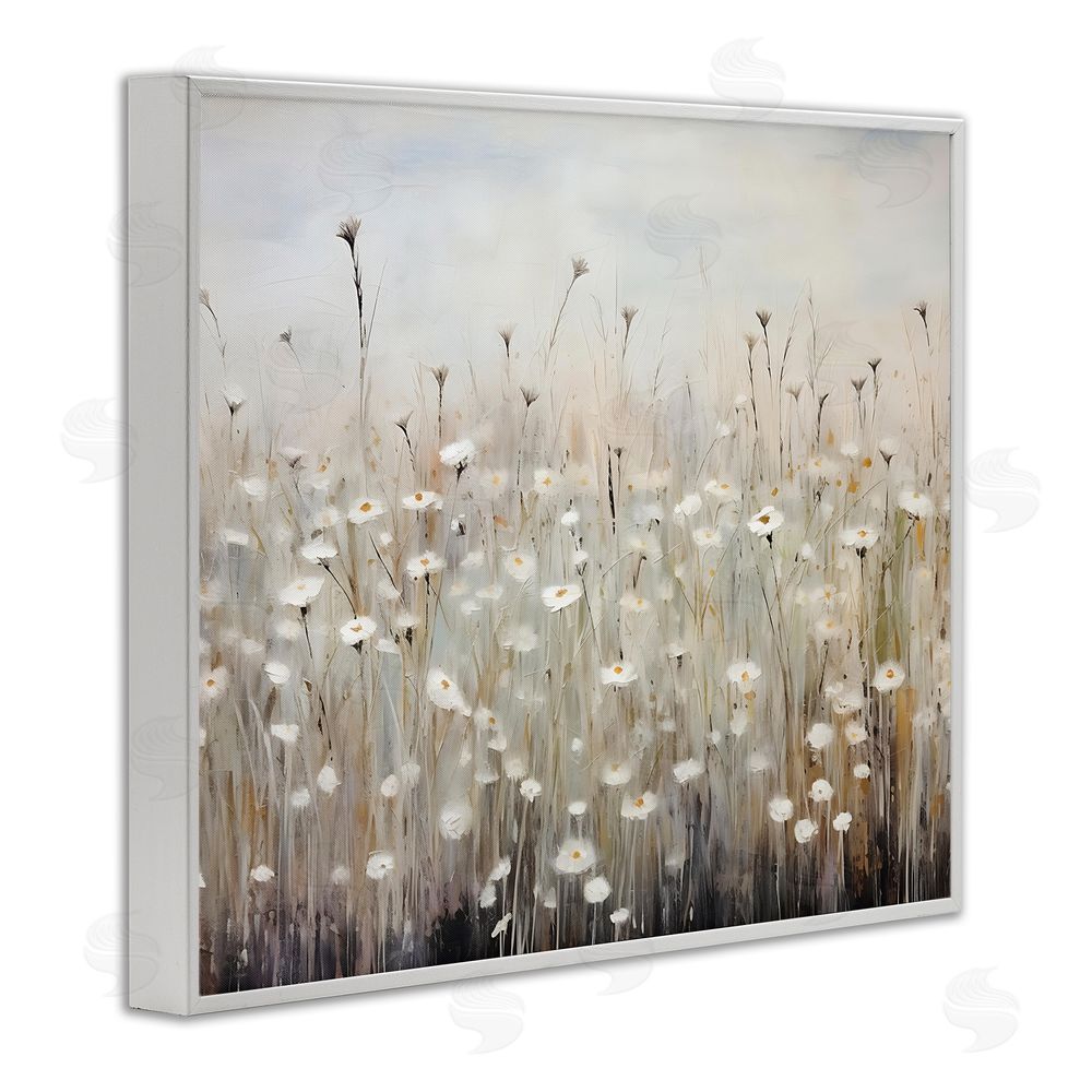 Petal Prints Design Abstract Speckled Flowers White Framed Giclee Wall Art Print