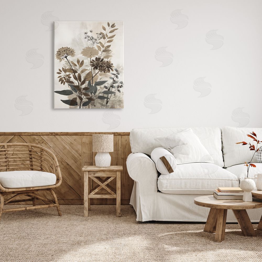 Petal Prints Design Rustic Wild Foliage Canvas Wall Art Print in Room