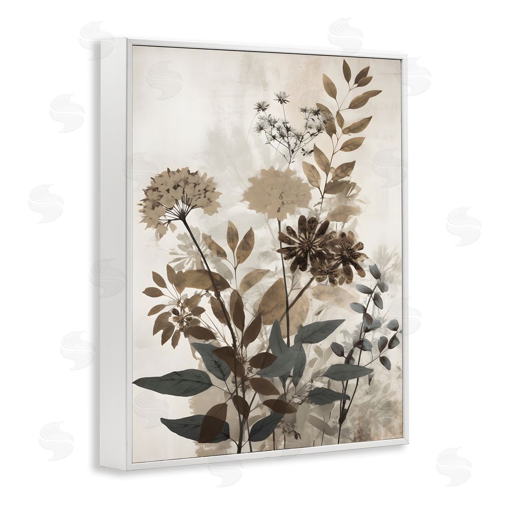 Petal Prints Design Rustic Wild Foliage White Framed Giclee Wall Art Print