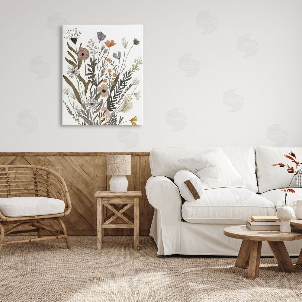 Petal Prints Design Modern Herbal Leaves Canvas Wall Art Print in Room