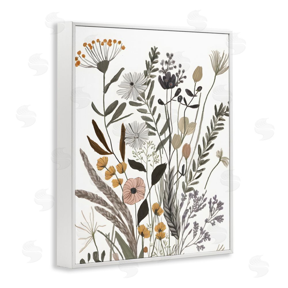 Petal Prints Design Modern Woodland Herbs White Framed Giclee Wall Art Print