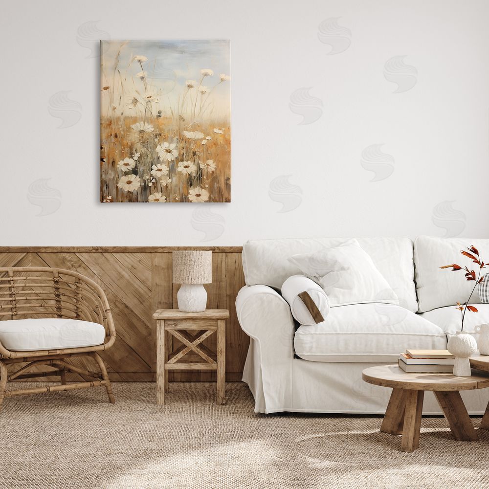 Petal Prints Design Daisy Meadow Painting Canvas Wall Art Print in Room