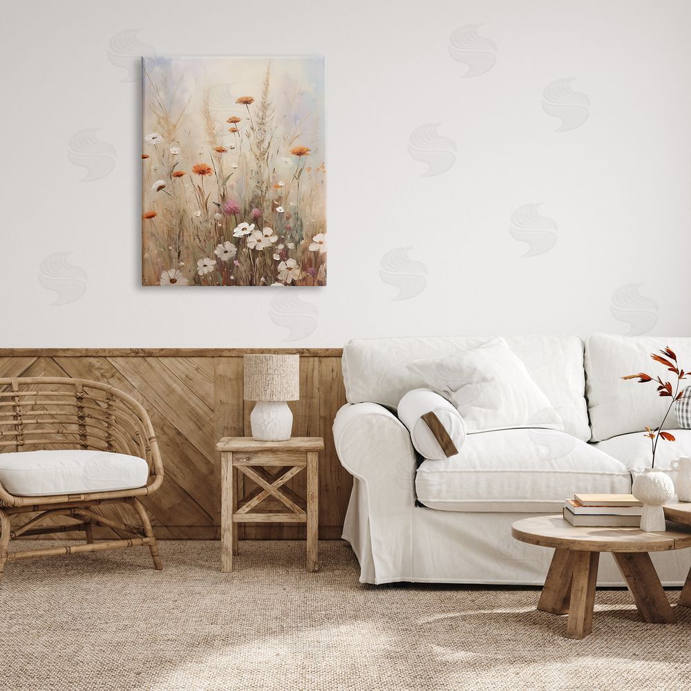 Petal Prints Design Wildflower Meadow Painting Canvas Wall Art Print in Room