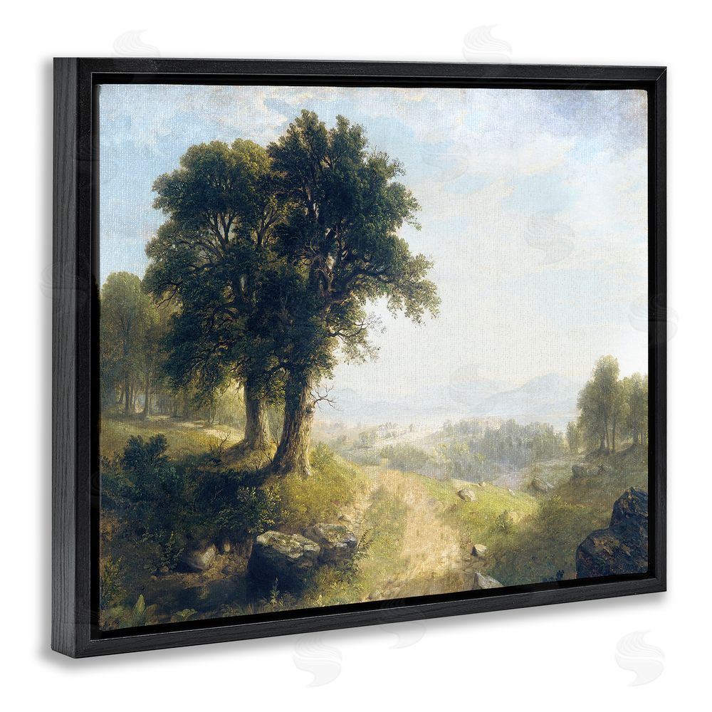 Stupell Studio Classic Rural Oak Landscape Black Floating Frame Canvas Wall Art Print