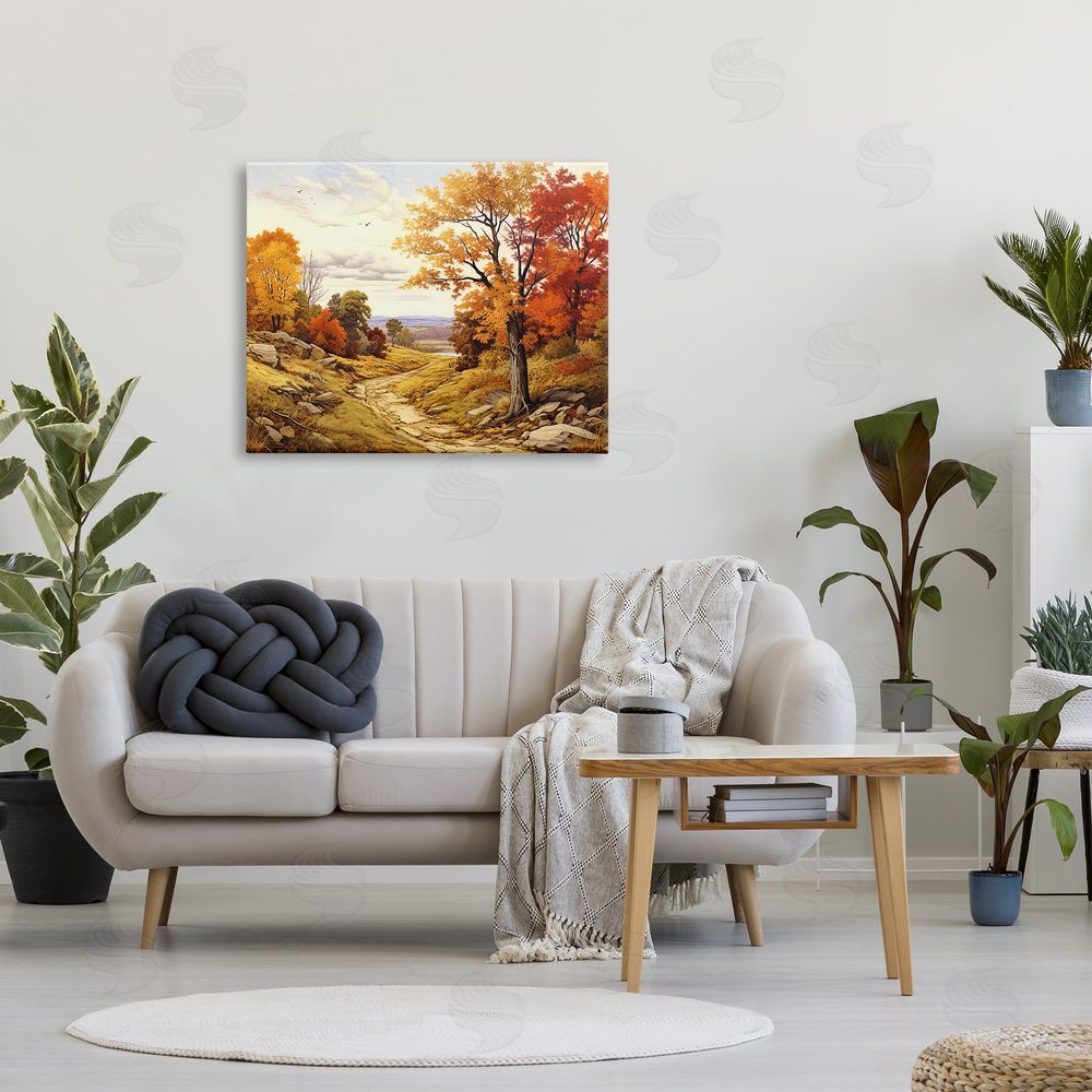 Stupell Studio Classic Fall Foliage Path Canvas Wall Art Print in Room