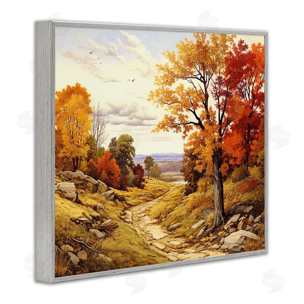 Stupell Studio Classic Fall Foliage Path Gray Framed Giclee Wall Art Print